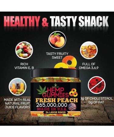 Premium Hemp Gummies-Fresh Peach Rings Gummy-Natural Hemp Oil Infused-Full Tasty Flavor-Best for Peace and Relaxation-Great Party Candy-Made in USA BREEZY PEACH - Buy Online on GoSupps.com