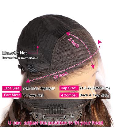 Honey Brown Ombre Human Hair Lace Front Wig 26 Inch Brazilian Body Wave 180% Density - Pre Plucked with Baby Hair - Buy Online on GoSupps.com