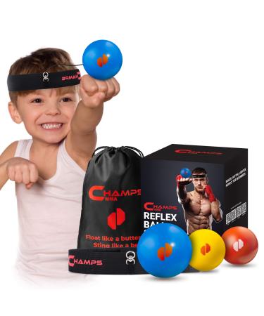 CHAMPS MMA Boxing Reflex Ball -Improve Reaction Speed and Hand Eye Coordination Training Boxing Equipment for Training at Home, Boxing Gear for MMA Equipment, Punching Ball Reflex Bag Kids Set