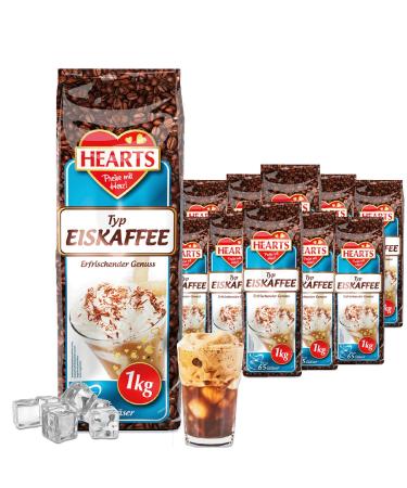 HEARTS 20 x 1kg Boxes Iced Coffee Powder, Perfect for Business Customers - Summer Coffee Powder, Quick Brew, Ice Coffee Frappe Art, Summer Drink with Fun