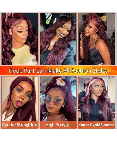 Burgundy 99j Lace Front Human Hair Wig 26 Inch | 180% Density Body Wave | Pre Plucked, Bleached Knots | for Black Women - Buy Online on GoSupps.com