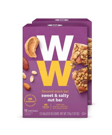 Discontinued: WW Sweet and Salty Nut Mini Bar - High Protein Snack Bar, 2 SmartPoints - 2 Boxes (24 Count Total) - Weight Watchers Reimagined Salty 12 Count (Pack of 2)
