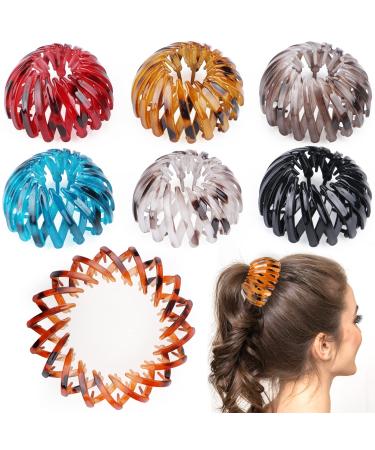 7 Pack Bird Nest Shaped Hair Clips Expandable Hair Claw Clamps Ponytail Hairpin Curling Clip Bun Makers Hair Styling Tool for Women Girls - Multicolor