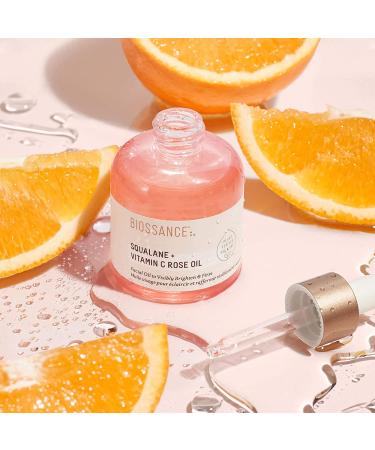 Biossance Squalane + Vitamin C Rose Oil - 1 Fl Oz Facial Oil for Brightening, Hydrating, Firming, and Radiant Skin - Buy Online on GoSupps.com