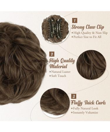 Barsdar Claws Clip for Messy Buns | Clip-In Curly Synthetic Hair Extension in Golden Brown - Perfect for Ponytails & Chignons - Buy Online on GoSupps.com