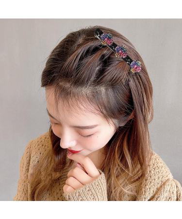 Hair Clips 4 Pack Sparkling Crystal Stone Braided Duckbill Clip Satin Fabric Hair Bands Rhinestone Hair Clips Braided Hair Clip with Rhinestones for Women/Girls - Buy Online on GoSupps.com