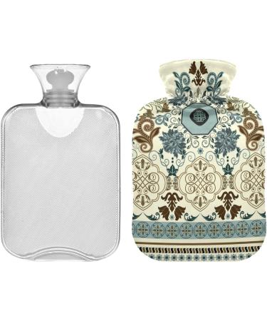 NAANLE Striped Boho Paisley Hot Water Bottle - 1L Transparent Heat & Cold Therapy for Bed Hand & Foot Pain Relief - Buy Online on GoSupps.com
