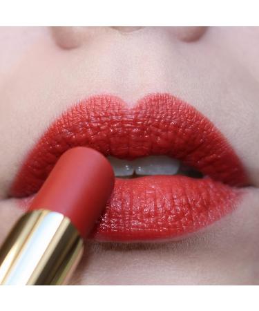 Oulac Dark Red Creamy Matte Lipstick - Soft Satin Finish | Moisturizing Formula | Highly Pigmented with Rose Oil | Vegan & Cruelty-Free | 3.6g - Once Bitten - Buy Online on GoSupps.com