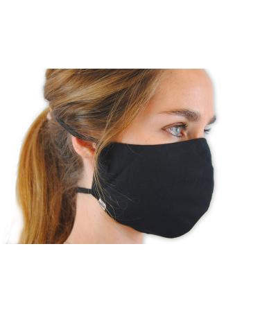 Kmina Pro - Face mask washable (x2 pieces) mouth protection mask washable mouth protection mask black fabric mask reusable ear -gentle patch - made in Europe.