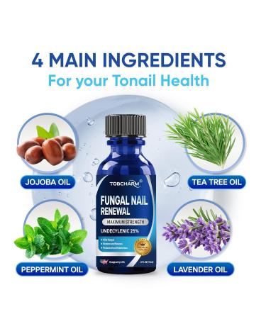 Extra Strength Toenail Fungus Treatment - 25% Undecylenic Acid & Tea Tree Oil | 4Pcs Antifungal Nail Solution for Thick Damaged Nails - Buy Online on GoSupps.com