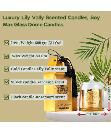 Luxury Lily Valley Scented Candles - 21 OZ Soy Wax Glass Dome - Perfect Gift for Women Valentine's Christmas & Mom - Aromatherapy Relaxation Candle - Buy Online on GoSupps.com