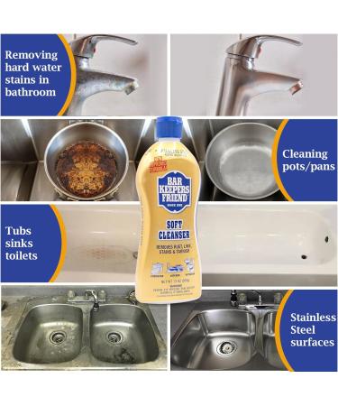 Buy Bar Keepers Friend Cleanser & Polish Liquid Kit - 13oz Stainless Steel Cleaner for Pots Pans & Cooktops | Includes Microfiber Towel Grout Brush & Scouring Pad - International Shipping Available - Buy Online on GoSupps.com