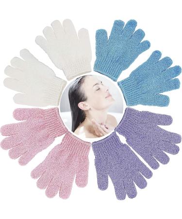 8 PCS ROTOPATA Deep Exfoliating Bath Gloves Mitt with Hanging Loop for Shower Spa Body Scrubs Dead Skin Cell Remover Bathing Accessories (8)
