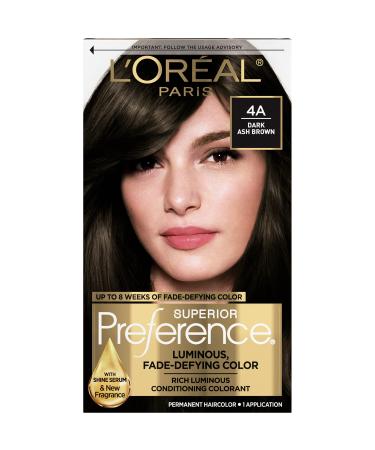 L'Oreal Paris Superior Preference Fade-Defying + Shine Permanent Hair Color  4A Dark Ash Brown  Pack of 1  Hair Dye