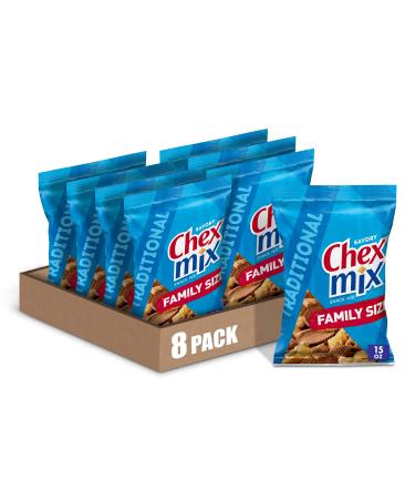 Chex Mix Snack Mix, Traditional, Savory Snack Bag, Family Size, 15 oz (Pack of 8)
