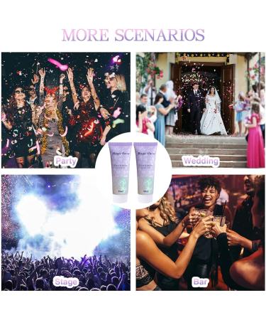 Buy 2 Pieces Body Glitter Gel - Mermaid Sequin Sparkling Makeup for Face Hair & Lips | Chunky Glitter Liquid Gel with 2 Brushes for Festivals & Birthdays - Buy Online on GoSupps.com