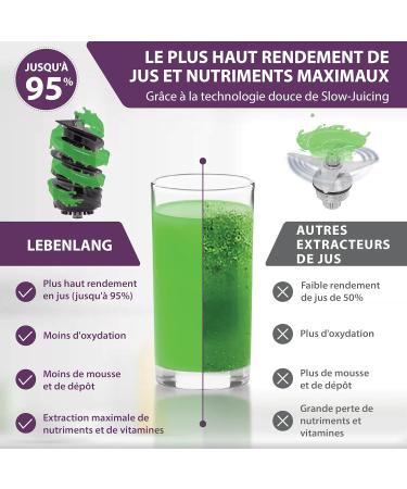 LEBENLANG Extracteur Vitesse Lente - Acier Inoxydable & Sans BPA I Extracteur Jus Centrifugeuse Extracteurs de Jus Juicer Machine I Extracteur de Jus de Fruits et L gumes Machine A Jus de Fruit - Buy Online on GoSupps.com
