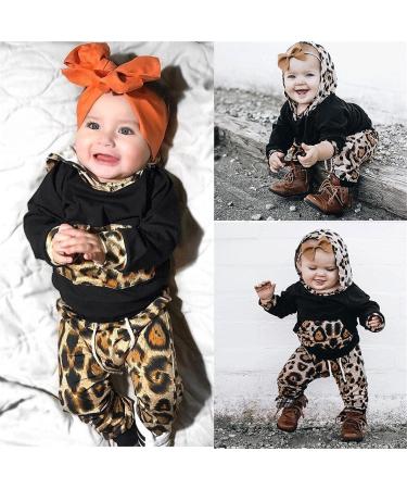 TMEOG Baby Hoodie Tracksuit Outfit Set | Long Sleeve Pullover Top + Pants | Black 3-6 Months - Buy Online on GoSupps.com