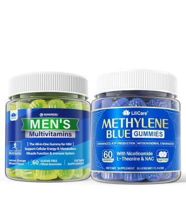 LILICARE Mens Multivitamins Gummies Methylated Multivitamin for Men + Methylene Blue Gummies for Humans | Methylene Blue Supplement