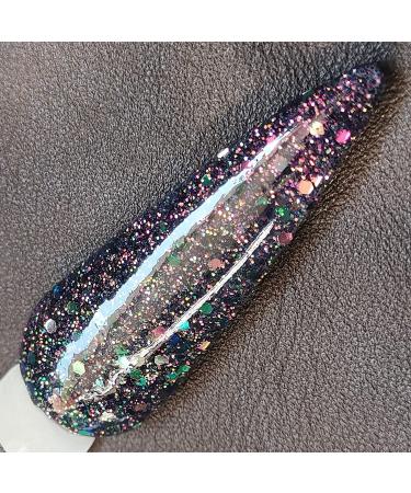 Chameleon Sparkle Chunky Glitter Black Nail Dip Powder 1OZ Color Changing Dip Powder SG010