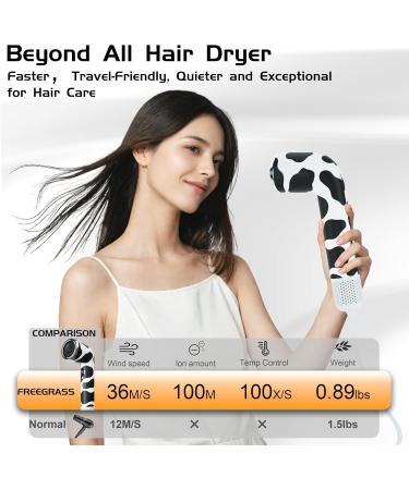 Professional Hair Dryer | 110 000 RPM Fast Drying | 100M Negative Ions for Smooth Hair | 4 Heat & 3 Speed Settings | Lightweight & Travel-Friendly Cow Blow - Buy Online on GoSupps.com