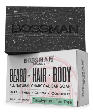 Bossman Men’s Bar Soap 4-in-1 – Natural Organic Beard Wash, Shampoo, Body Wash, Shaving and Bath Soap - Essential Beard Care (4oz), Scent- Eucalyptus and Tea Tree (1) Eucalyptus and Tea Tree Pack of 1 - Buy Online on GoSupps.com