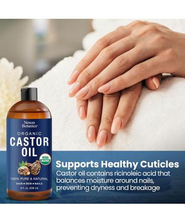 Nexon Botanics Organic Castor Oil for Hair Growth 8 fl oz | Cold Pressed Unrefined Castor Oil for Skin & Hair Care | Aceite De Ricino Organico - Buy Online on GoSupps.com
