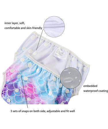Buy Codkkre Reusable Swimming Diapers for Girls | Adjustable 3-Pack Unicorn Rainbow & Mermaid | 0-3 Years - Buy Online on GoSupps.com