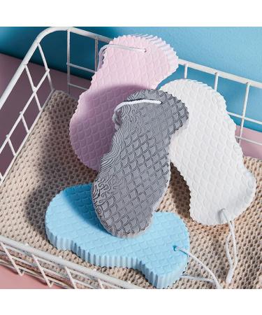 Soft Exfoliating Sponge 4 Pack - Shower Brush for Body - Reusable Dead Skin Remover - Adult Kids - Blue White Pink Black - Buy Online on GoSupps.com