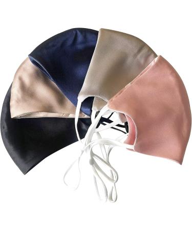 Hugs Living 100% Mulberry Silk Face Mask with Filter Pocket and Adjustable Ear Loops 4 Pieces Nose Wire and 1 Piece Filter are included (Navy Blue) - Buy Online on GoSupps.com