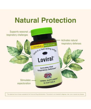 Herbs Etc. Loviral - Lung Health Supplement for Respiratory Defense & Support - Herbal Supplement with Lomatium Pelargonium & OSHA - Gluten-Free - 60 Softgels (60 Servings) - Buy Online on GoSupps.com