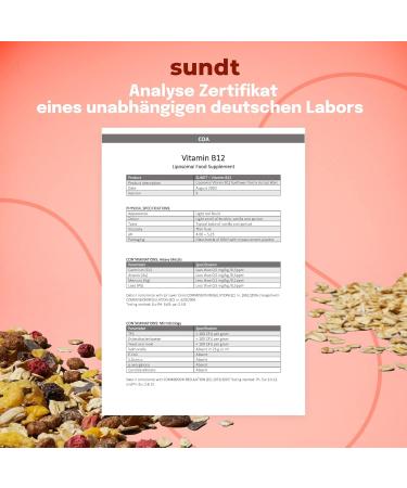 Liquid liposomal vitamin B12 for optimal physical and mental well-being 60 ml bottle 30 days Vegan and non-GMO Made in the EU Sundt Nutrition Food Supplement - Buy Online on GoSupps.com