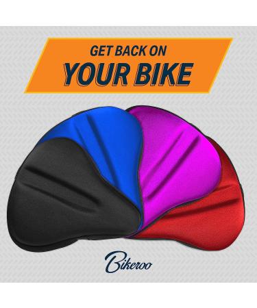Bikeroo Gel Bike Seat Cushion - Peloton Compatible, Adjustable for Men & Women - Black Large - Buy Online on GoSupps.com