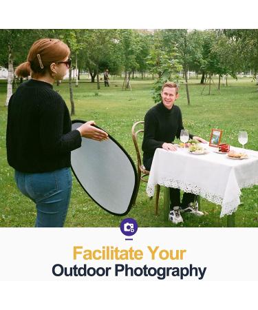 EMART 24 (60cm) 5 in 1 Collapsible Light Reflectors with Bag - Portable Photography Reflector Panel for Studio Video Shooting - Translucent White Silver Gold Black - Buy Online on GoSupps.com