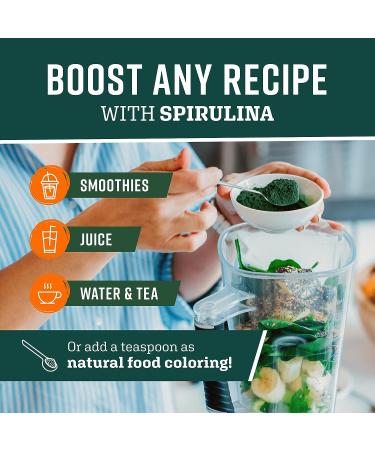 360 Nutrition Spirulina Powder - Vegan, Non GMO, Rich in Vitamin A, B Vitamins, Iron, Protein & Amino Acids - Caffeine Free Energy, Digestive Health, Immune Support - 6g Plant Based Protein - 2 oz - Buy Online on GoSupps.com
