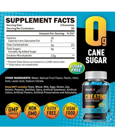 Buy Creatine Monohydrate Gummies - Sugar Free Vegan 5g Per Serving 60 Count | Muscle Recovery & Relief - Buy Online on GoSupps.com