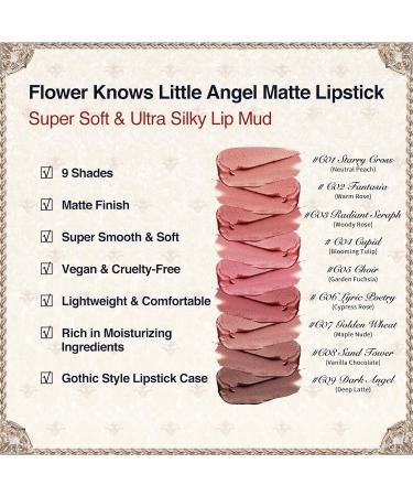 Flower Knows Little Angel Matte Lipstick - Vegan & Moisturizing | Soft Long-Lasting Velvety Finish | C04 Cupid 3.5g - Buy Online on GoSupps.com