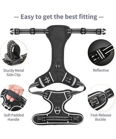 Heele No-Pull Dog Harness for Small Dogs | Soft Breathable Adjustable Reflective | XS Black - Anti-Pull with Padded Handle - Buy Online on GoSupps.com