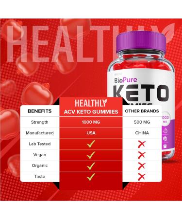 Biopure Keto Gummies with ACV - Maximum Strength Weight Loss Formula (2 Pack) - Buy Online on GoSupps.com
