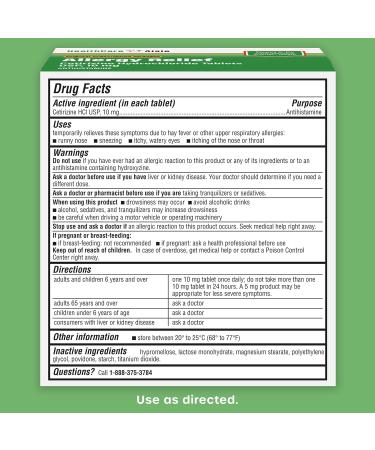 HealthCareAisle Allergy Relief - Cetirizine Hydrochloride Tablets USP 10 mg - 500 Tablets - Original Prescription Strength Allergy Medication 24-Hour Relief 500 Count (Pack of 1) Relief - Buy Online on GoSupps.com