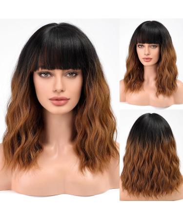 Buy Haircube Short Bob Wig with Bangs - Heat-Resistant Synthetic Ombre Brown Wig for Parties Cosplay & Daily Wear - Buy Online on GoSupps.com