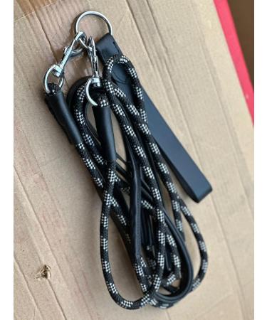 Equipride Horse Draw Reins Soft Grip Leathee with Black/Silver Cord Lunging Schooling Training Aid (Cob Black) Cob Black - Buy Online on GoSupps.com