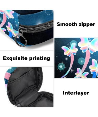 Stylish Menstruation Pad Bag with Zipper - Women's Tampon & Napkin Storage - Bright Butterflies & Sparkling Stars Design - Buy Online on GoSupps.com