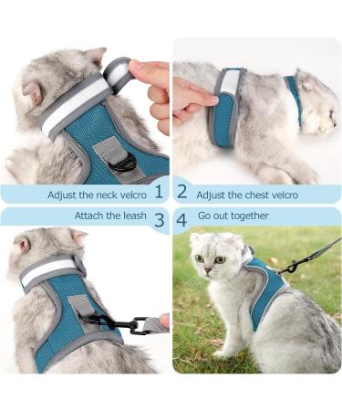 Dotoner Cat Harness and Leash Set - Escape Proof Adjustable Harness for Large and Small Cats - Lightweight and Soft - Ideal for Walking and Travel - Petsafe - Dark Blue - Buy Online on GoSupps.com