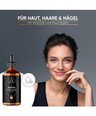 Organic Cold-Pressed Argan Oil For Hair Face Body Skin Argan Oil Baby 100% Pure and Sustainable Natural for Cosmetics Skin Care Vegan and Cruelty Free 100 ml - Buy Online on GoSupps.com