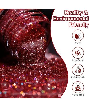  MEITREND Glitter Nail Polish Quick Dry Non Toxic Water Based Red Matte Nail Art - Buy Online on GoSupps.com