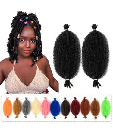 BATISI Afro Twist Braiding Hair for Black Women 2 Pack 12 Inch Pre-Separated Marley Twist Braiding Hair Pre-fluffed Kinky Twist Hair Afro Spring Twist Hair for Faux Locs Wrapping Hair 1b Black 12 Inch (Pack of 2) 1b Na...