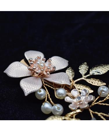 Wedding Hair Clip Fanvoes Hair Accessories Pieces for Brides Bridal Rose Gold Vintage Headpiece Barrette Decorations Jewelry Handmade Flower Ivory Pearl Rhinestone Crystal for Women Girls Bridesmaid - Buy Online on GoSupps.com
