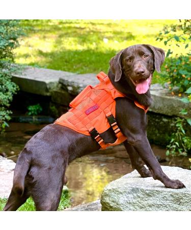 Oneigris No-Pull Dog Harness - Adjustable Aire Mesh Comfort Vest for Large/Medium Dogs | Ultra Breathable & Safe with 2 Handles - Size M (Neck: 40-58cm Breast: 60-81cm) - Orange - Buy Online on GoSupps.com