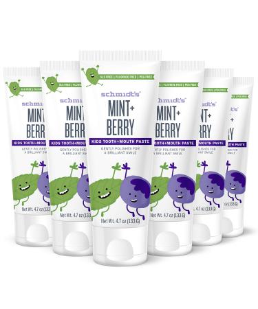 Schmidt's Children's Toothpaste For Clean Teeth Mint + Berry Fluoride Free 4.7 oz 6 Count Mint 4.7 Ounce (Pack of 6) - Buy Online on GoSupps.com
